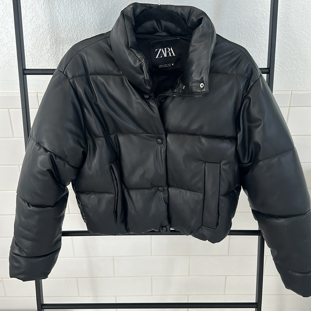 Zara Faux leather puffer jacket - Picture 6 of 8